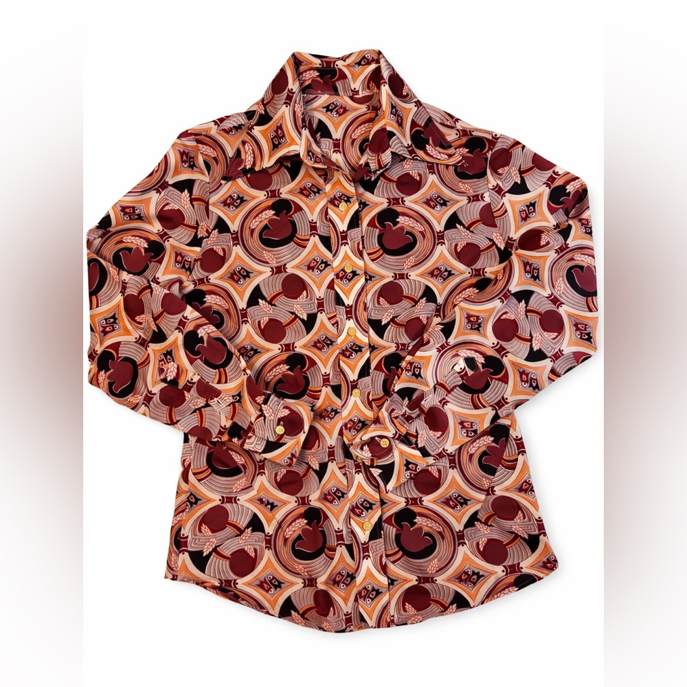 70s Groovy Wire Collar Shirt Purple Boho